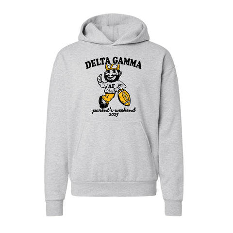 PO 12941| University of Idaho| Delta Gamma| NO DRAWSTRING HOODIE Heather Gray