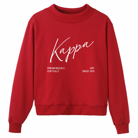 Crimson Script Sorority Mock Neck