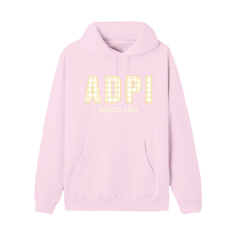 Sunshine Gingham Printed Sorority Hoodie