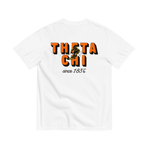 Hit The Slopes Fraternity Tee-white Theta Chi Fraternity name on back