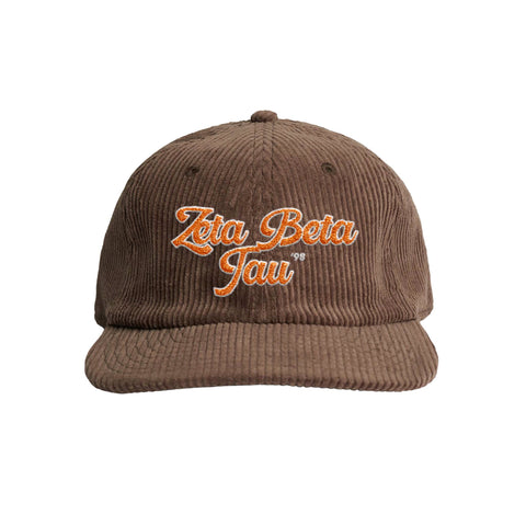 Retro Script Embroidered Fraternity Corduroy Cap