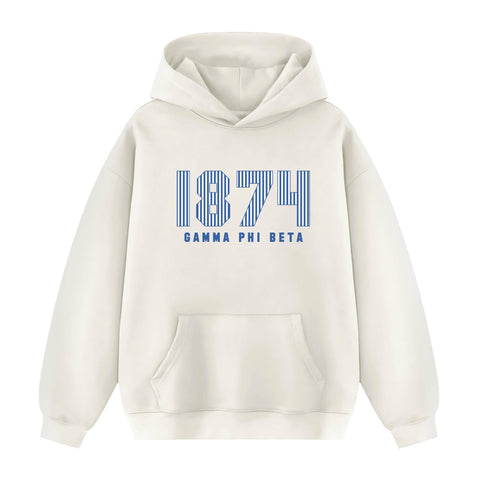 Pinstripe Year Cream Hoodie JMU Pre-order Fall '25