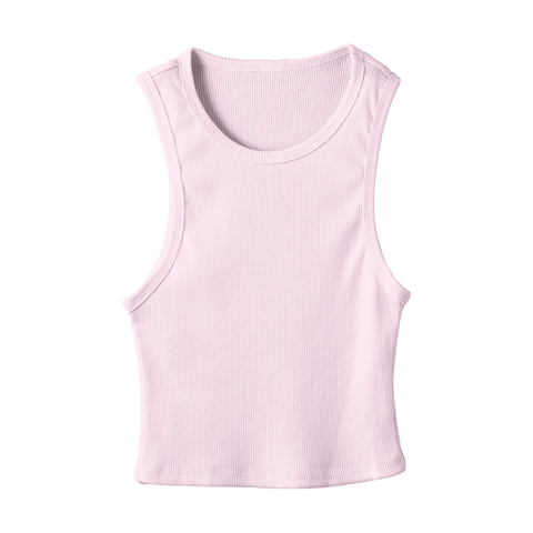 Santa Monica Tank, custom fitted cropped tank top in BB Blush color