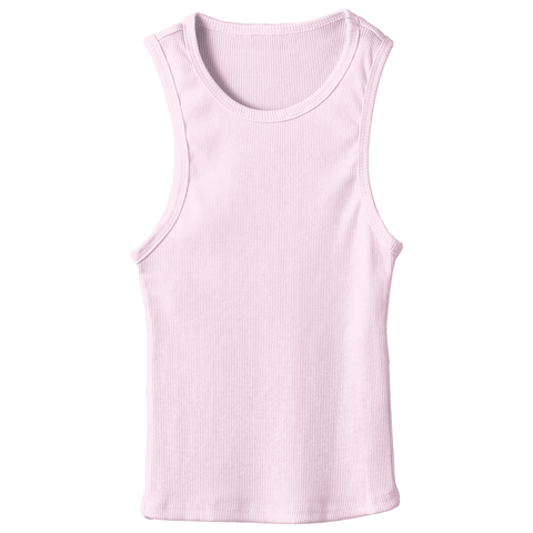 Santa Monica Tank, custom fitted full-length tank top in BB Blush color