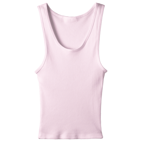 Sunset Tank, custom full-length scoop neck tank top in bb blush color