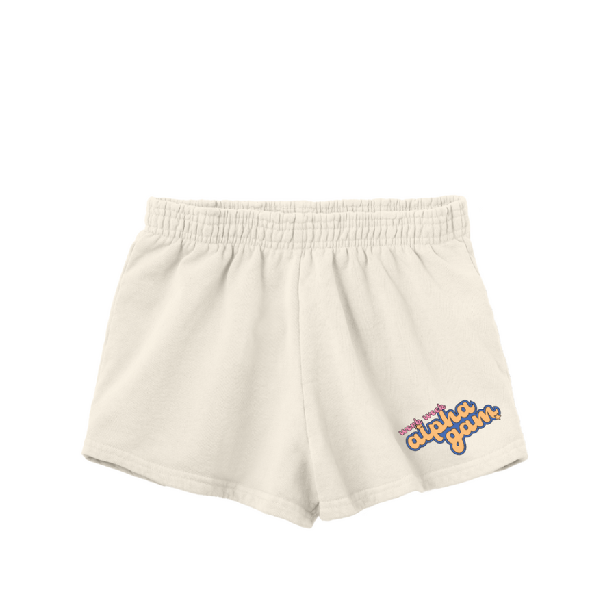 WSU Alpha Gamma Delta Cream Shorts '24