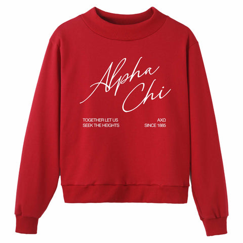 Crimson Script Sorority Mock Neck