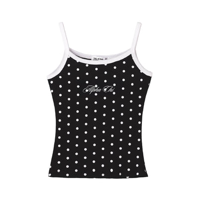 Spotted Essential Embroidered Sorority Black Tank