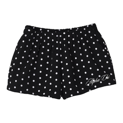 Spotted Essential Embroidered Sorority Black Shorts