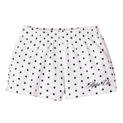 Spotted Essential Embroidered Sorority White Shorts