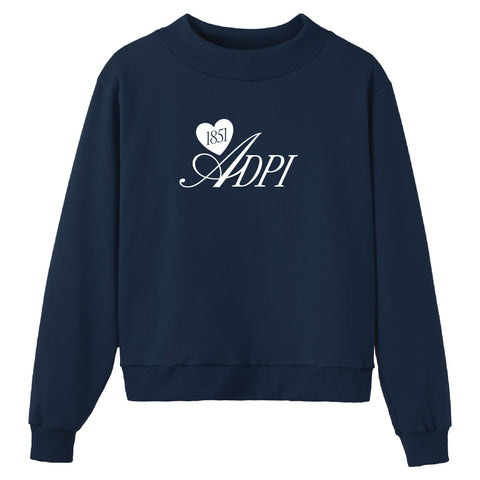 Adorn Navy Sorority Mock Neck
