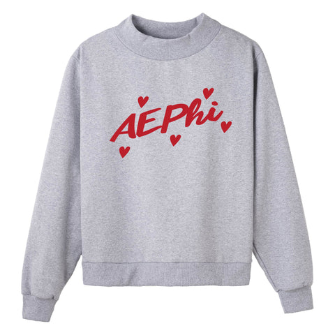 Heartbeat Gray Sorority Mock Neck