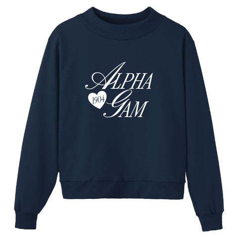Adorn Navy Sorority Mock Neck
