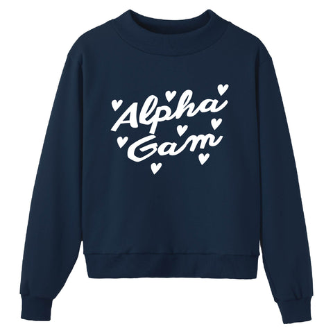 Heartbeat Navy Sorority Mock Neck