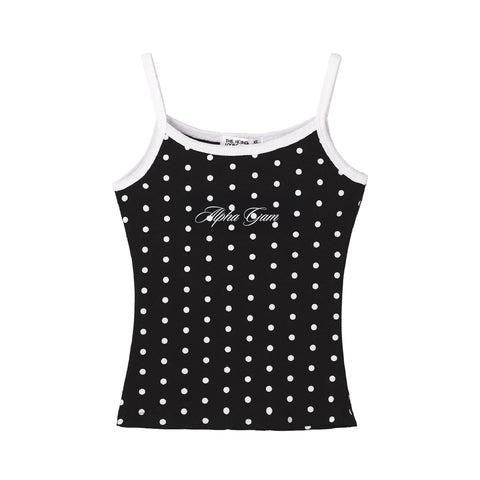 Spotted Essential Embroidered Sorority Black Tank
