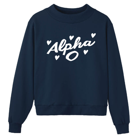 Heartbeat Navy Sorority Mock Neck