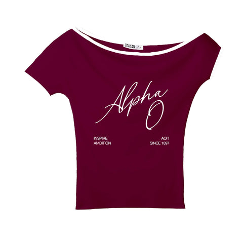 Crimson Script Bordeaux Sorority Marina Top