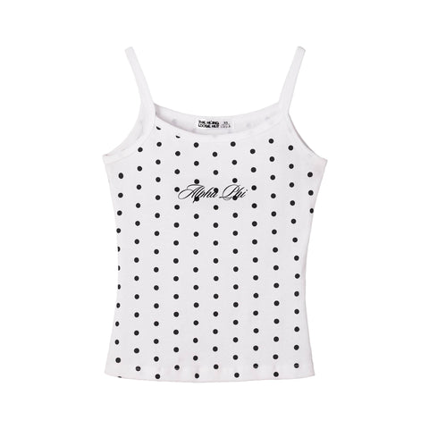 Spotted Essential Embroidered Sorority White Tank
