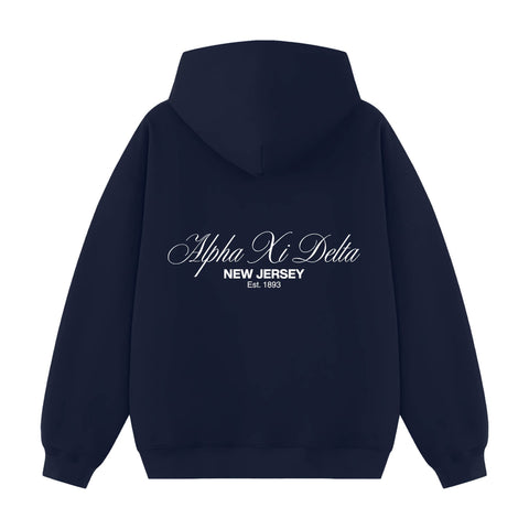 Navy Alpha Xi Delta Hoodie TCNJ Pre-order
