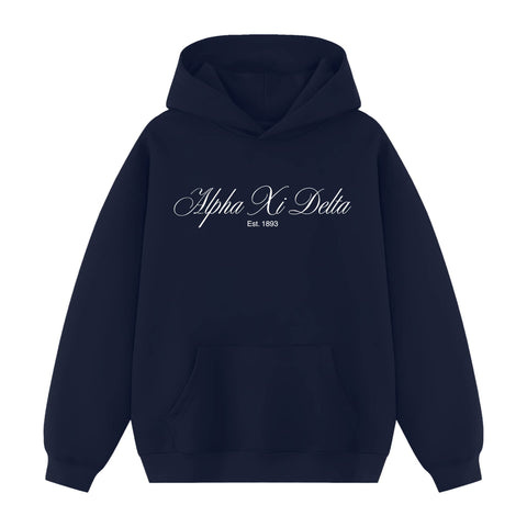 Navy Alpha Xi Delta Hoodie TCNJ Pre-order