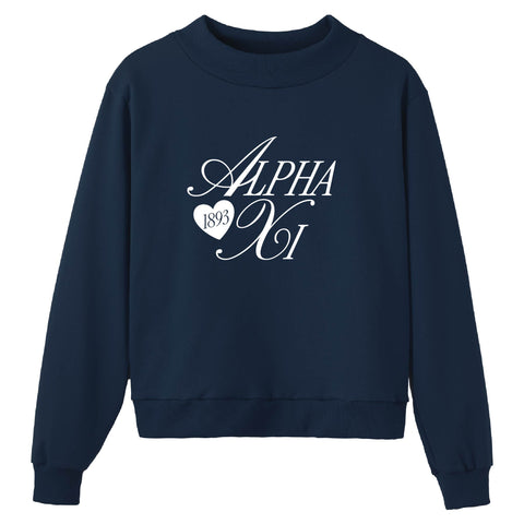 Adorn Navy Sorority Mock Neck