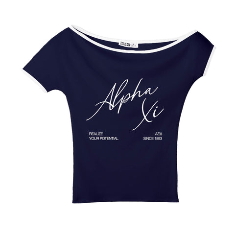 Crimson Script Navy Sorority Marina Top