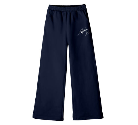 Crimson Script Navy Sorority Flare Sweats