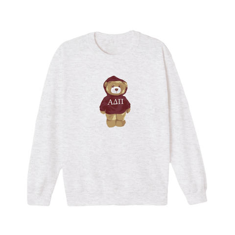 Bear in Red Crewneck-Alpha Delta Pi-M-gray