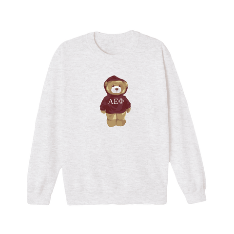 Bear in Red Crewneck-Alpha Epsilon Phi-M-gray