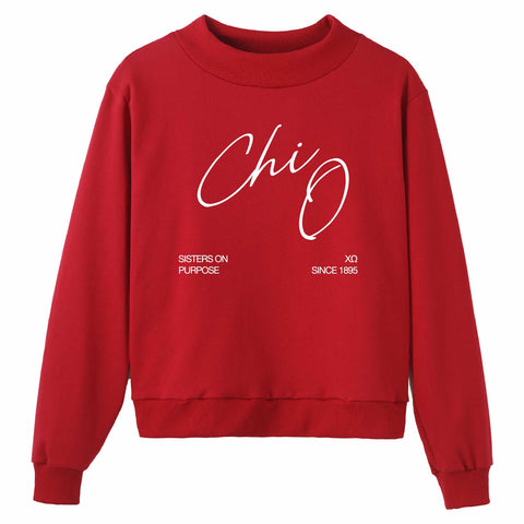 Crimson Script Sorority Mock Neck