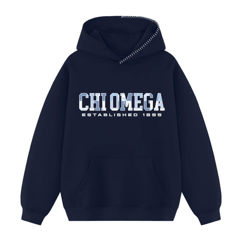 Pieced Together Hood Stitch Sorority Hoodie