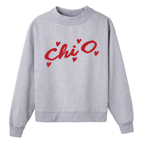 Heartbeat Gray Sorority Mock Neck