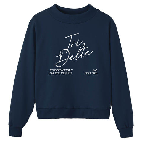 Crimson Script Navy Sorority Mock Neck