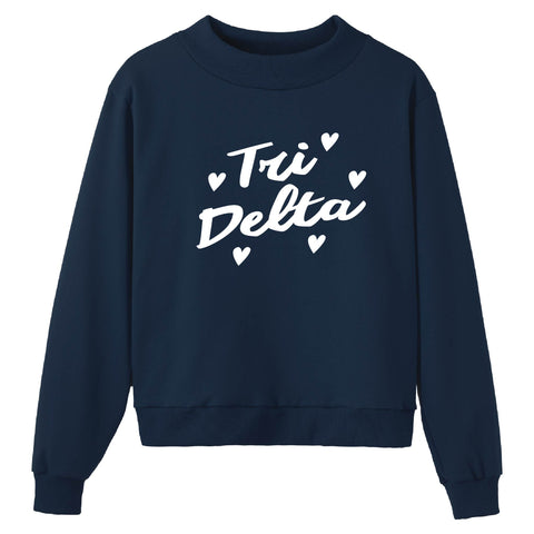 Heartbeat Navy Sorority Mock Neck