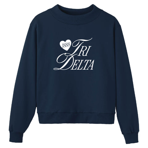 Adorn Navy Sorority Mock Neck