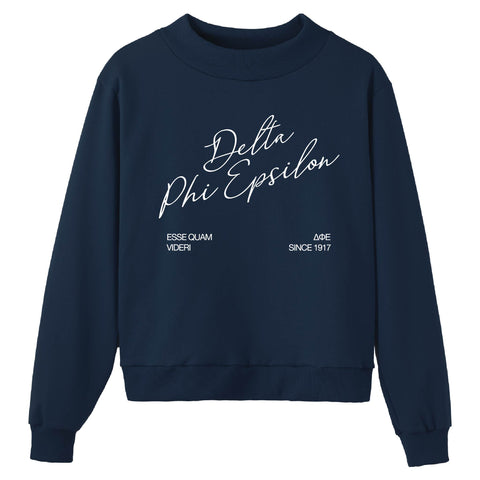 Crimson Script Navy Sorority Mock Neck
