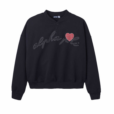 Alpha Phi Entwined Henley Crewneck