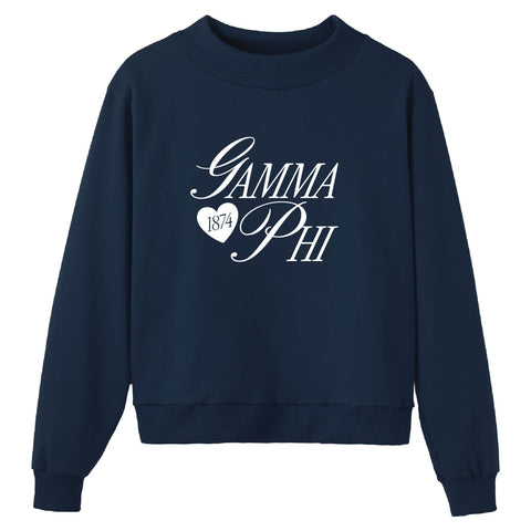 Adorn Navy Sorority Mock Neck