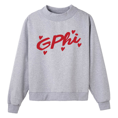 Heartbeat Gray Sorority Mock Neck