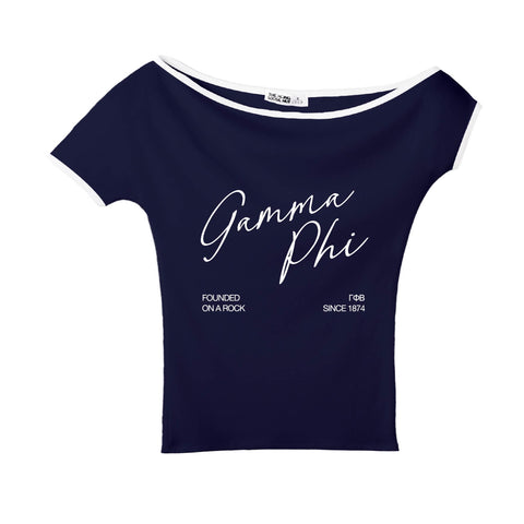 Crimson Script Navy Sorority Marina Top