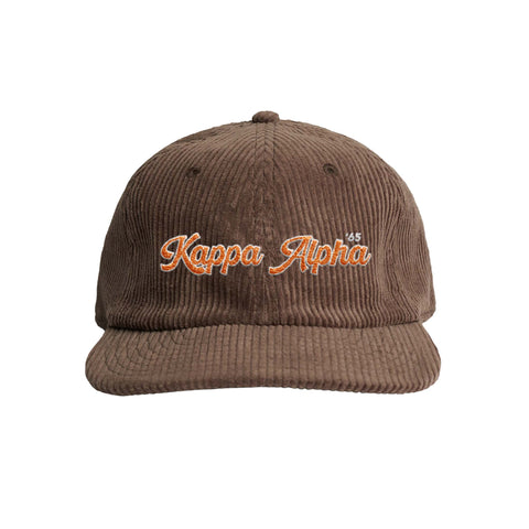 Retro Script Embroidered Fraternity Corduroy Cap