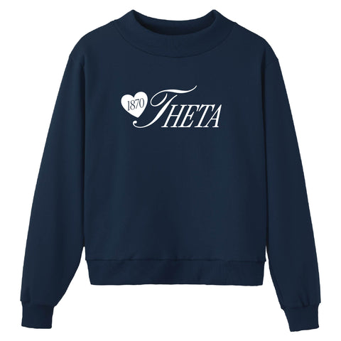 Adorn Navy Sorority Mock Neck