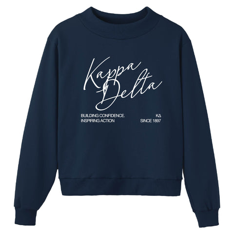 Crimson Script Navy Sorority Mock Neck