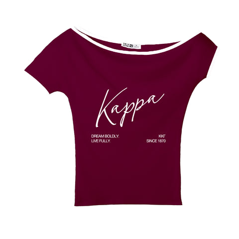 Crimson Script Bordeaux Sorority Marina Top