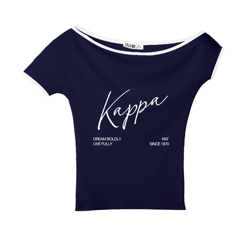 Crimson Script Navy Sorority Marina Top