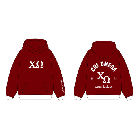 PO 17279 Chi Omega Crimson Hoodie