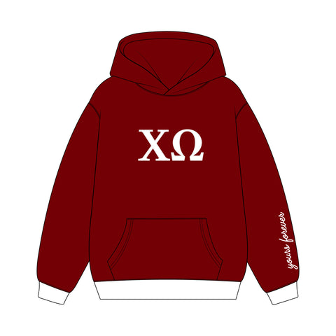 PO 17279 Chi Omega Crimson Hoodie