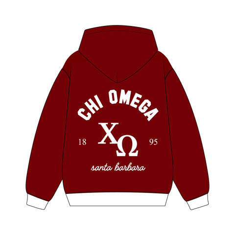 PO 17279 Chi Omega Crimson Hoodie