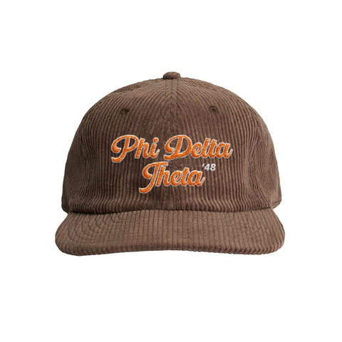Retro Script Embroidered Fraternity Corduroy Cap