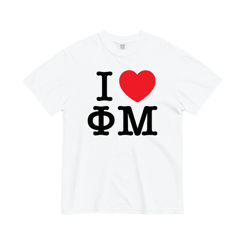 I Heart Tee-Phi Mu-Small-white